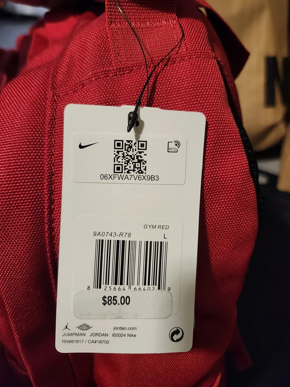 Jordan Red Men's Backpack with Black Jumpman Accent